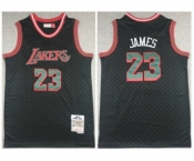 Men's Los Angeles Lakers #23 LeBron James 2018-19 Black Mitchell & Ness Hardwood Classics Stitched Basketball Jersey