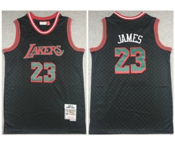 Men's Los Angeles Lakers #23 LeBron James 2018-19 Black Mitchell & Ness Hardwood Classics Stitched Basketball Jersey