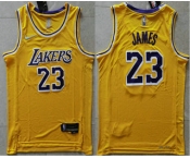 Men's Los Angeles Lakers #23 LeBron James 75th Anniversary Diamond Gold 2021 Stitched Jersey