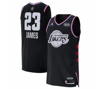 Men's Los Angeles Lakers #23 LeBron James Authentic Black 2019 All-Star Game Basketball Jersey