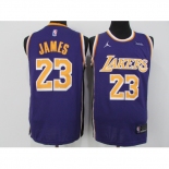 Men's Los Angeles Lakers #23 LeBron James Authentic Purple Jerseys