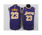 Men's Los Angeles Lakers #23 LeBron James Authentic Purple Jerseys