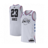 Men's Los Angeles Lakers #23 LeBron James Authentic White 2019 All-Star Game Basketball Jersey