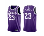 Men's Los Angeles Lakers #23 LeBron James Purple 2021-22 City Edition Stitched Jersey