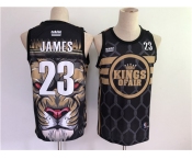 Men's Los Angeles Lakers #23 LeBron James Swingman Black Lion Edition Basketball Jersey