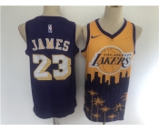 Men's Los Angeles Lakers #23 LeBron James Swingman Black salute edition 2021 New Basketball Jersey