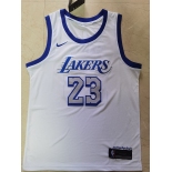 Men's Los Angeles Lakers #23 LeBron James  White  Basketball Jersey 2021 New1