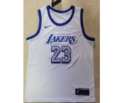 Men's Los Angeles Lakers #23 LeBron James  White  Basketball Jersey 2021 New1