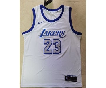 Men's Los Angeles Lakers #23 LeBron James  White  Basketball Jersey 2021 New1