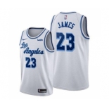 Men's Los Angeles Lakers #23 LeBron James White Classic Edition Swingman Stitched Basketball Jersey