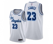 Men's Los Angeles Lakers #23 LeBron James White Classic Edition Swingman Stitched Basketball Jersey