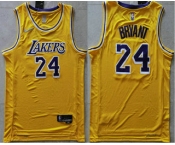 Men's Los Angeles Lakers #24 Kobe Bryant 75th Anniversary Diamond Gold 2021 Stitched Basketball Jersey