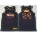 Men's Los Angeles Lakers #24 Kobe Bryant Authentic Black Gold  Basketball Jersey