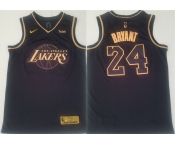 Men's Los Angeles Lakers #24 Kobe Bryant Authentic Black Gold  Basketball Jersey