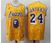 Men's Los Angeles Lakers #24 Kobe Bryant Authentic Gold Throwback  Basketball Jersey