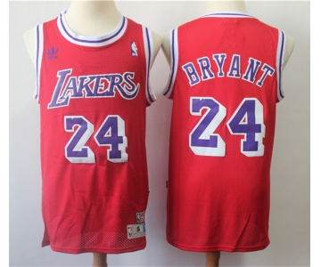 Men's Los Angeles Lakers #24 Kobe Bryant Authentic Red  Throwback  Basketball Jersey