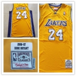 Men's Los Angeles Lakers #24 Kobe Bryant  Gold Mitchell & Ness 2006-07  Basketball Jersey