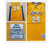 Men's Los Angeles Lakers #24 Kobe Bryant  Gold Mitchell & Ness 2006-07  Basketball Jersey