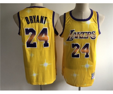 Men's Los Angeles Lakers #24 Kobe Bryant Swingman Gold starry Sky edition Basketball Jersey