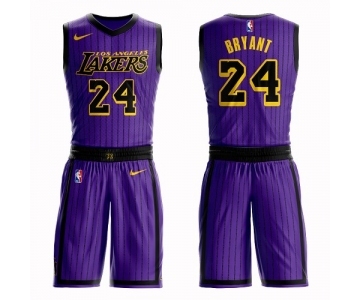 Men's Los Angeles Lakers #24 Kobe Bryant Swingman Purple Basketball Suit Jersey - City Edition