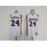 Men's Los Angeles Lakers #24 Kobe Bryant White Throwback basketball Jersey