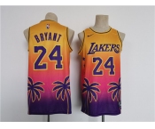 Men's Los Angeles Lakers #24 Kobe Bryant Yellow Pink Throwback basketball Jersey