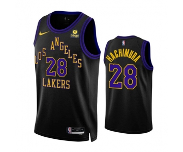 Men's Los Angeles Lakers #28 Rui Hachimura Black 2023-24 City Edition Stitched Basketball Jersey