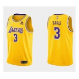 Men's Los Angeles Lakers #3 Anthony Davis 75th Anniversary Diamond Gold 2021 Stitched Basketball Jersey