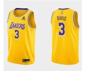 Men's Los Angeles Lakers #3 Anthony Davis 75th Anniversary Diamond Gold 2021 Stitched Basketball Jersey