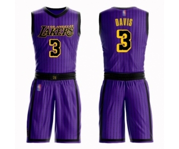 Men's Los Angeles Lakers #3 Anthony Davis Authentic Purple Basketball Suit Jersey - City Edition