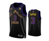 Men's Los Angeles Lakers #3 Anthony Davis Black 2023-24 City Edition Stitched Basketball Jersey