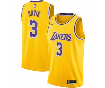 Men's Los Angeles Lakers #3 Anthony Davis Nike Gold 2020-21 Swingman Jersey