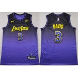 Men's Los Angeles Lakers #3 Anthony Davis Purple 2024 Stitched Basketball Jersey