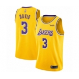 Men's Los Angeles Lakers #3 Anthony Davis Swingman Gold Basketball Jersey - Icon Edition