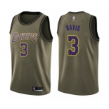 Men's Los Angeles Lakers #3 Anthony Davis Swingman Green Salute to Service Basketball Jersey