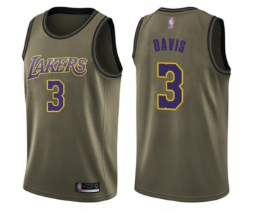 Men's Los Angeles Lakers #3 Anthony Davis Swingman Green Salute to Service Basketball Jersey