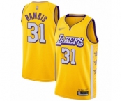 Men's Los Angeles Lakers #31 Kurt Rambis Swingman Gold 2019-20 City Edition Basketball Jersey