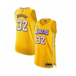 Men's Los Angeles Lakers #32 Magic Johnson Authentic Gold 2019-20 City Edition Basketball Jersey