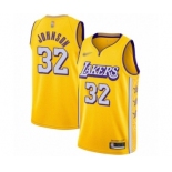 Men's Los Angeles Lakers #32 Magic Johnson Swingman Gold 2019-20 City Edition Basketball Jersey