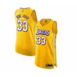 Men's Los Angeles Lakers #33 Kareem Abdul-Jabbar Authentic Gold 2019-20 City Edition Basketball Jersey