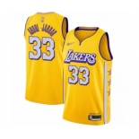 Men's Los Angeles Lakers #33 Kareem Abdul-Jabbar Swingman Gold 2019-20 City Edition Basketball Jersey