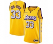 Men's Los Angeles Lakers #33 Kareem Abdul-Jabbar Swingman Gold 2019-20 City Edition Basketball Jersey