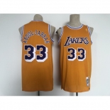 Men's Los Angeles Lakers #33 Kareem Abdul-Jabbar Yellow Throwback Basketball Jersey