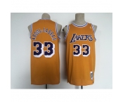 Men's Los Angeles Lakers #33 Kareem Abdul-Jabbar Yellow Throwback Basketball Jersey