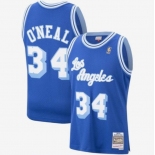 Men's Los Angeles Lakers #34 Shaquille O'Neal Authentic Blue Throwback Basketball Jersey