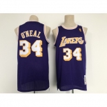 Men's Los Angeles Lakers #34 Shaquille O'Neal Purple Throwback Basketball Jersey