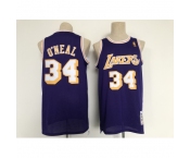 Men's Los Angeles Lakers #34 Shaquille O'Neal Purple Throwback Basketball Jersey