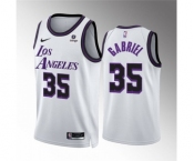 Men's Los Angeles Lakers #35 Wenyen Gabriel White City Edition Stitched Basketball Jersey