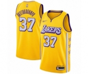 Men's Los Angeles Lakers #37 Kostas Antetokounmpo Swingman Gold 2019-20 City Edition Basketball Jersey