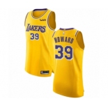 Men's Los Angeles Lakers #39 Dwight Howard Authentic Gold Basketball Jersey - Icon Edition